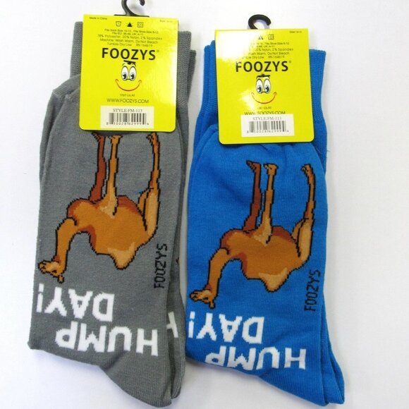 2 Pairs Foozys Men's Novelty Fun Crew Socks " Hump Day" Camel Print - Picture 2 of 2